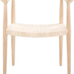 SAFAVIEH Home Collection Volta Teak Wood/Natural Rattan Accent Chair (Fully Assembled) ACH1009B