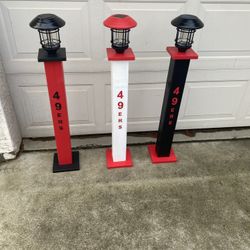 Silver light post / porch light / Football Sign Decor Solar Or You Could Put A Regular Battery In It And It’ll Be On When You Want It To Be . 