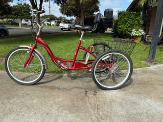 Red Adult Tricycle with Rear Basket