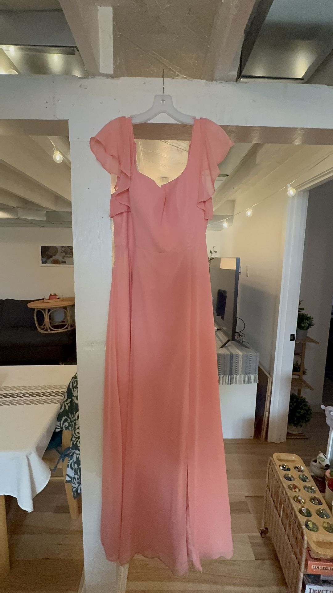 Coral/Peach Bridesmaid Dress Size 14
