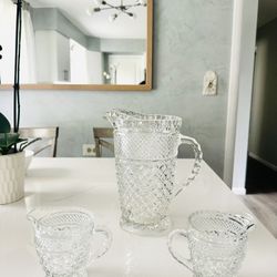 2 Pc Glass Water Pitchers Wexford by Anchor Hocking,  $20 for Both  