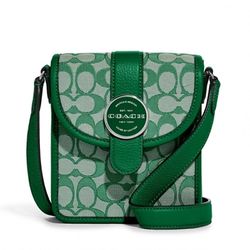COACH C8321 NORTH/SOUTH LONNIE CROSSBODY IN SIGNATURE JACQUARD GREEN Camera Bag