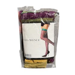 Leg avenue Fairy core green and purple stripe thigh high tights
