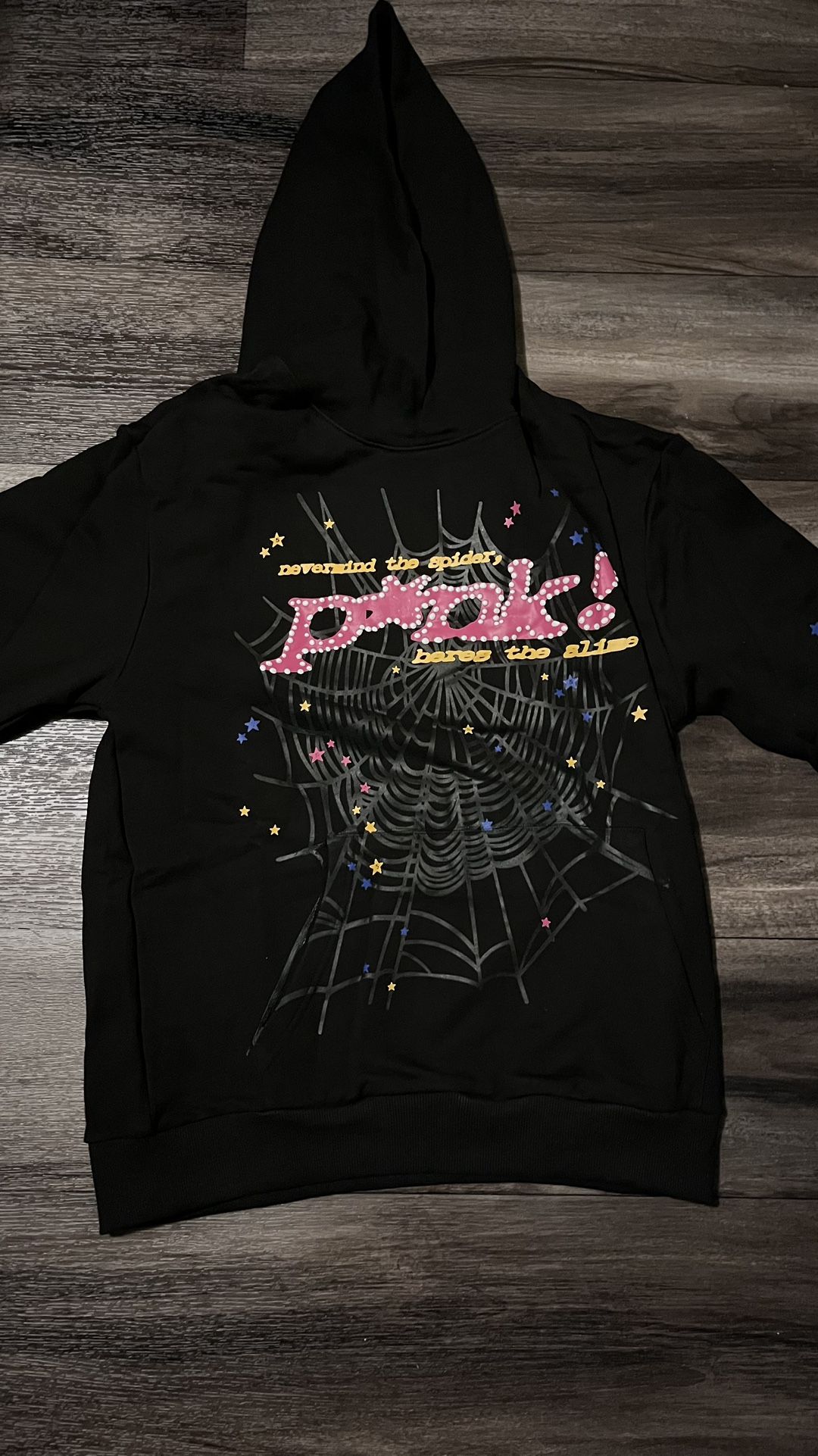 Sp5der Pink Hoodie Black