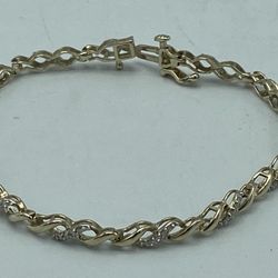 10 KT Yellow Gold .26CT Diamond Tennis Bracelet 7”