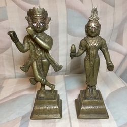 Radha Krishna - antique brass statues