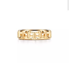 Tiffany & Co T True Wide Band Ring 18K Yellow Gold Size 12 6.7g Authentic Luxury