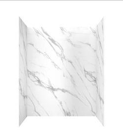 NEW allen and roth Platform 60-in W x 32-in D x 78-in H Carrara White Alcove Shower Wall Set