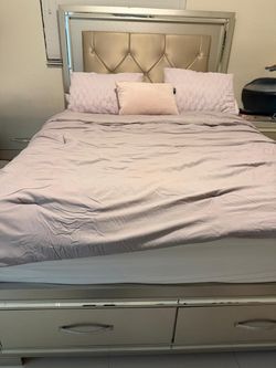 Queen Bed Frame with Storage Drawers