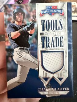 2025 Panini Crusade Tools of the Trade Memorabilia card of Chase DeLauter.