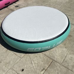 Goplus 40'' Inflatable Round Gymnastic Mat Tumbling Floor Mat W/Electric Pump