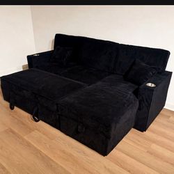 Corduroy Couch New In Box / USB / Cup Holders 