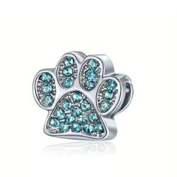 x1 Paw Blue Stone Charm DIY For Jewelry Making New