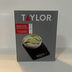Taylor Digital Kitchen Glass Top 11lb Food Scale Black