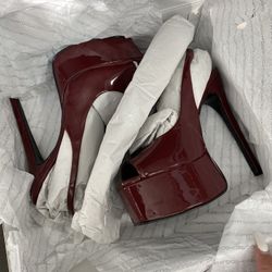 Women’s Red Slingback Platform Heels, (Size 10), BRAND NEW!!!