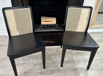 SAFAVIEH Black/Natural  Rattan Dining Chairs Set of 2