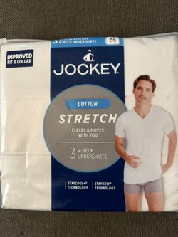 Mens Jockey Cotton Stretch V-Neck Undershirts