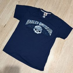 Vintage 2015 Navy Blue Harley Davidson Skull T-shirt 