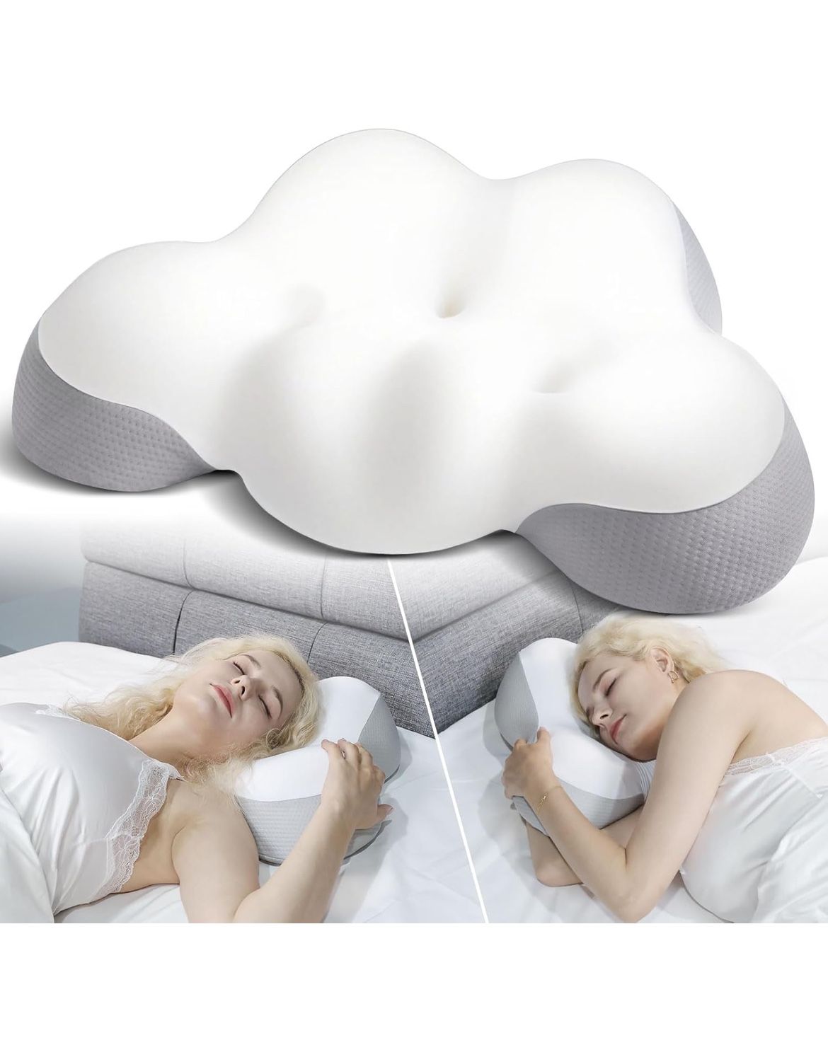 Cervical Pillow for Neck and Shoulder, Ergonomic Side Sleeper Pillow for Neck Support, Contour Memory Foam Pillows for Side Back & Stomach Sleepers wi