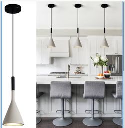 Farmhouse Grey Pendant Light Fixtures 1-Light Concrete Industrial Kitchen Island Pendant Lighting for Dining Room Bedroom Hallway Pendant Ceiling Lamp
