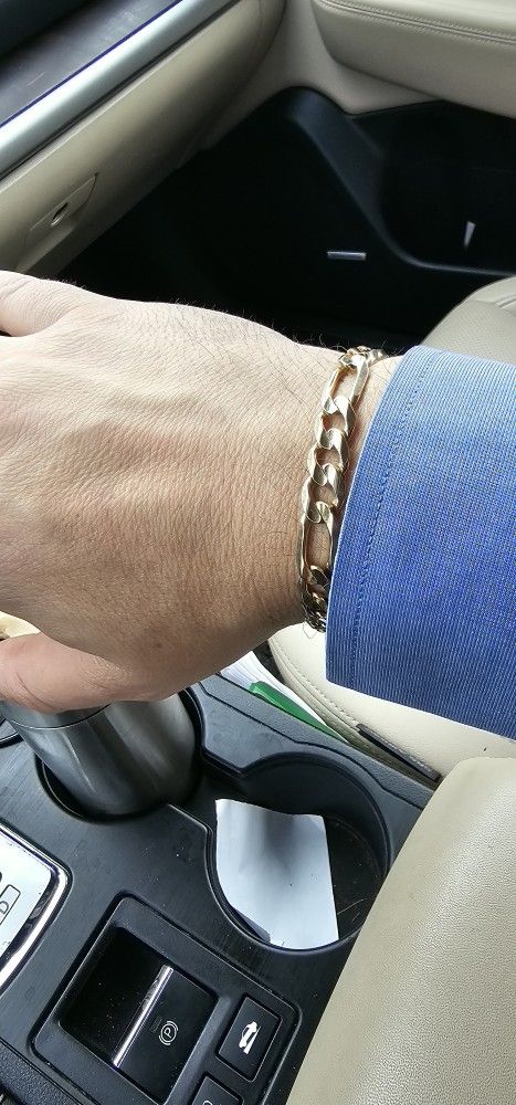 Mens 8.5" Figaro Bracelet 14k - Solid Not Hollow 22.6 Grams