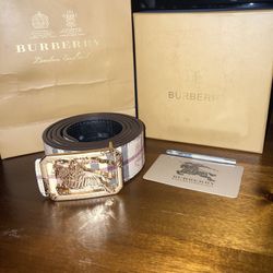Burberry Gold belt buckle 3D prorsum knight Reversible 113cm