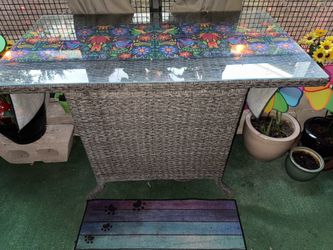 Glass top Patio table with 2 matching chairs
