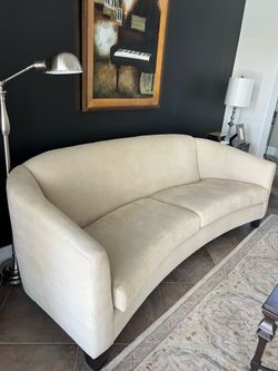 Curved Cream Fabric Sofa