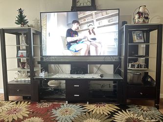 Three Pieces Espresso Entertainment Center