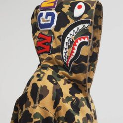 BAPE 1ST CAMO JACQUARD SHARK RELAXED FIT FULL ZIP HOODIE MENS XXL