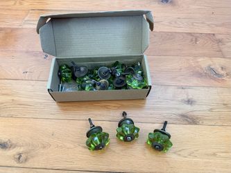 World Market Green Glass Drawer Knobs (Set of 12)