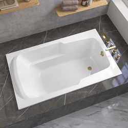 T5(contact info removed) 60 in. L x 32 in. W Rectangular Drop-in Soaking Bathtub with Reversible Drain