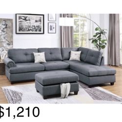 Comfortable Modern Sectional with ottoman with storage