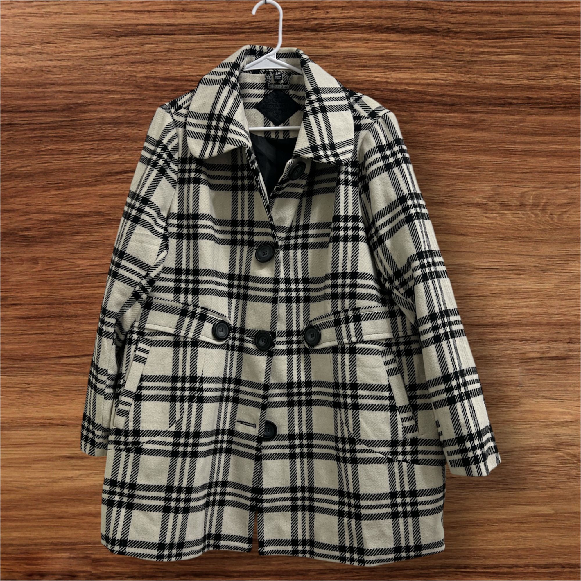 JOUJOU Plaid Women's Peacoat Jacket