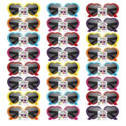 24 Set Creative Tropical Birthday Party Sunglasses Gift for Kids with Thanks Card Summer Tropical Heart Shaped Sunglasses