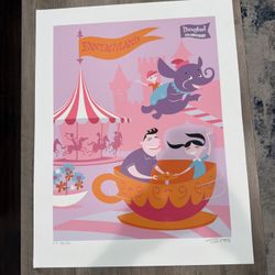 Disney Fantasyland Poster Signed And Numbered /35 By Shag