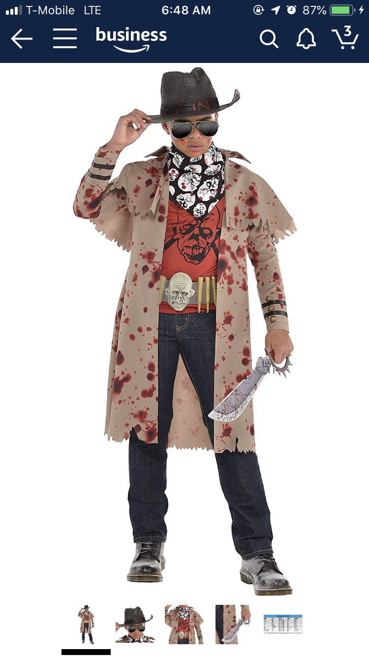 Zombie Hunter boy costume with sword and hat