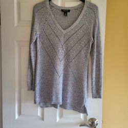 WHBM  WOMEN'S  SILVERY BLUE SWEATER/TUNIC  - LIKE NEW 
