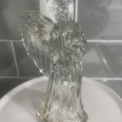 Angel Playing Trumpet Glass Candle Holder 
