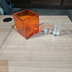Orange Vase And Clear Votives