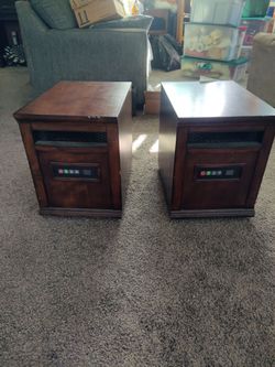 Infrared Space Heaters Wood Cabinet — Set of 2