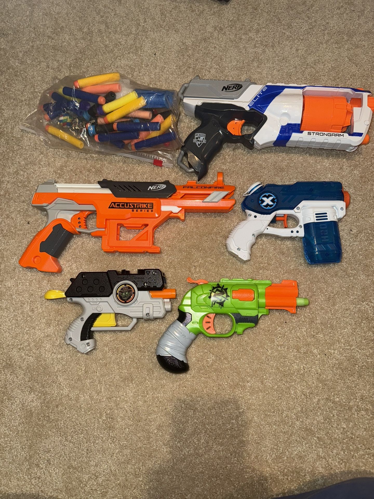 Nerf Gun Lot with Darts – Elite, AccuStrike, Zombie Strike & More