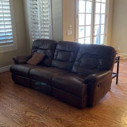 Leather Dual Recliner Sofa. Good Condition 