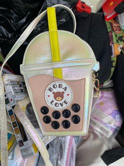 Cute Boba Bear Tea Crossbody Shoulder Bag Purse