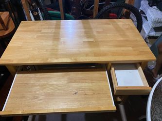 Solid Light Wood Writing Desk with Storage Drawer