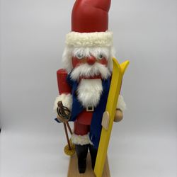 Holzkunst Christian Ulbricht Santa Nutcracker w/ Ski Poles West Germany Vintage