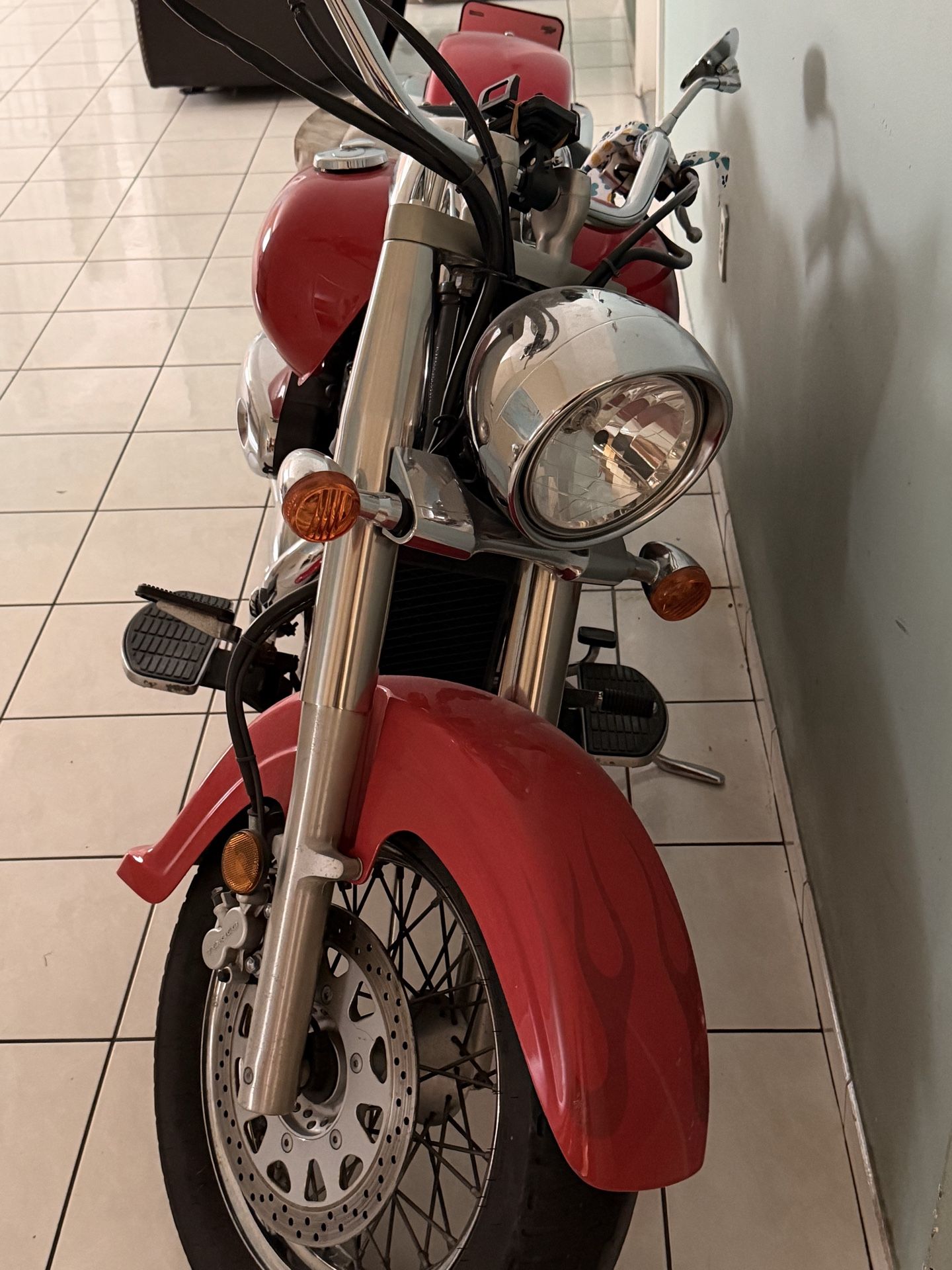 Red Suzuki boulevard motorcycle