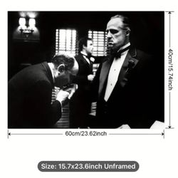 The God Father 1-pc. I framed Classic Movie Poster / Canvas Wall Art Black & White !!!