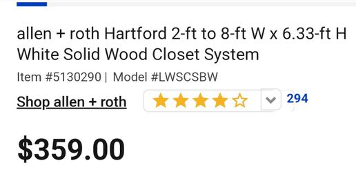 allen + roth Hartford 2-ft to 8-ft W x 6.33-ft H White Solid Shelving Wood  Closet System in the Wood Closet Kits department at