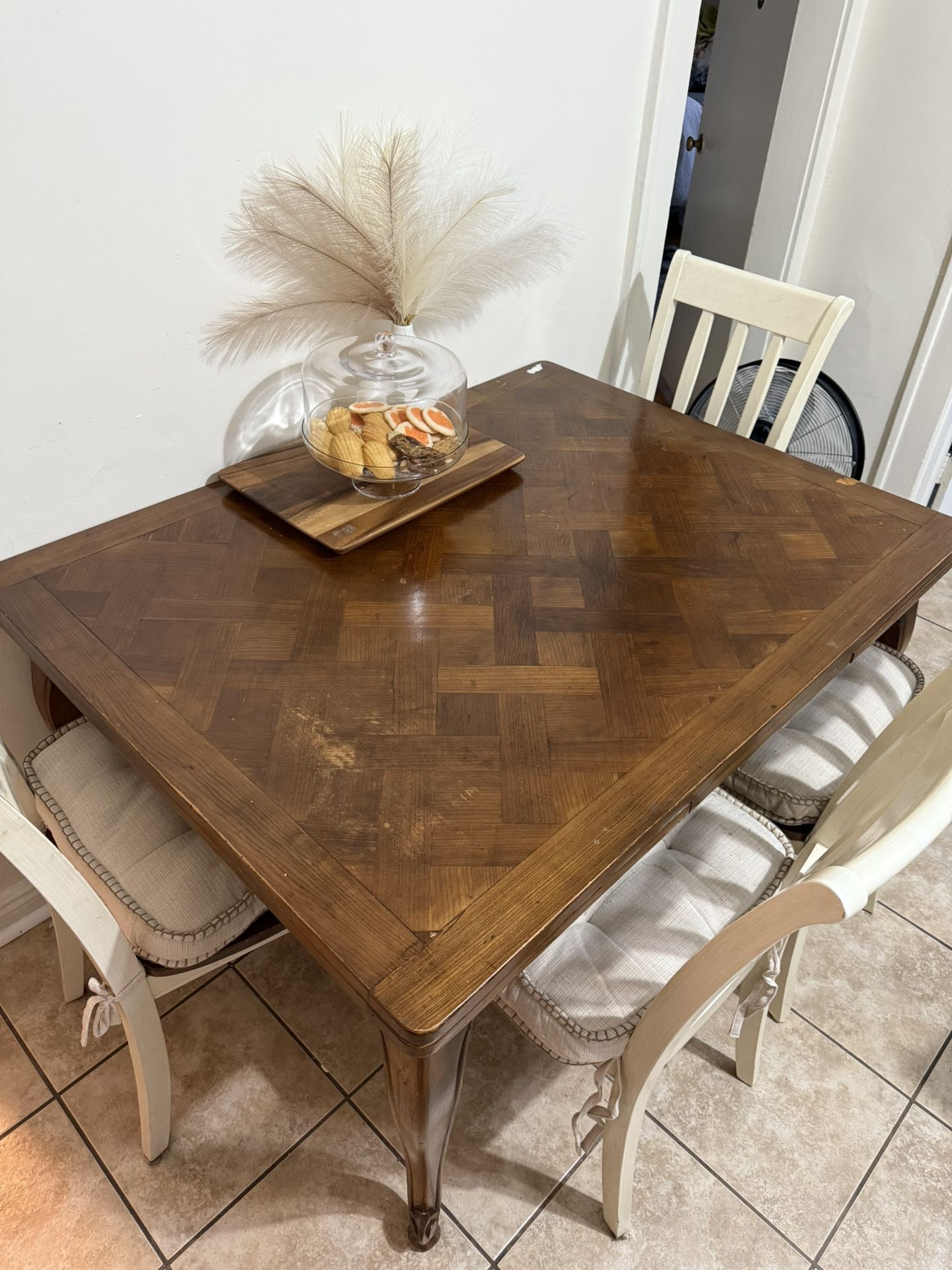 Brown And White Dining Set